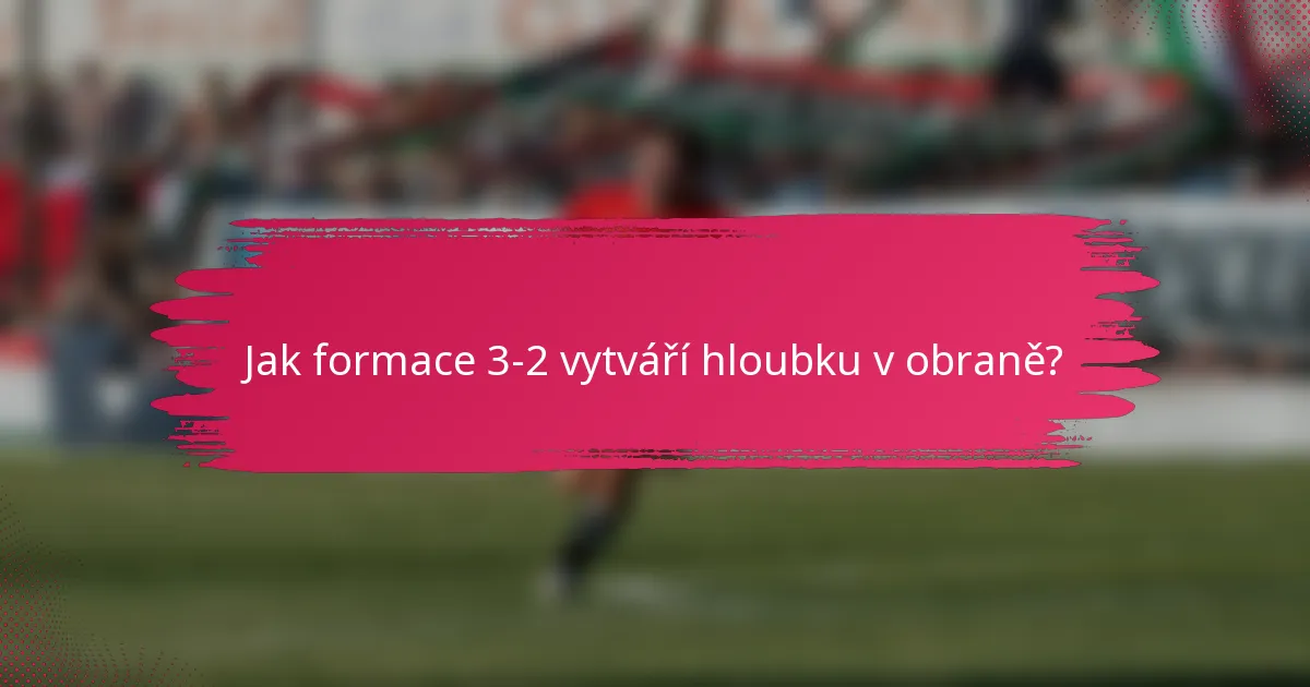 Jak formace 3-2 vytváří hloubku v obraně?