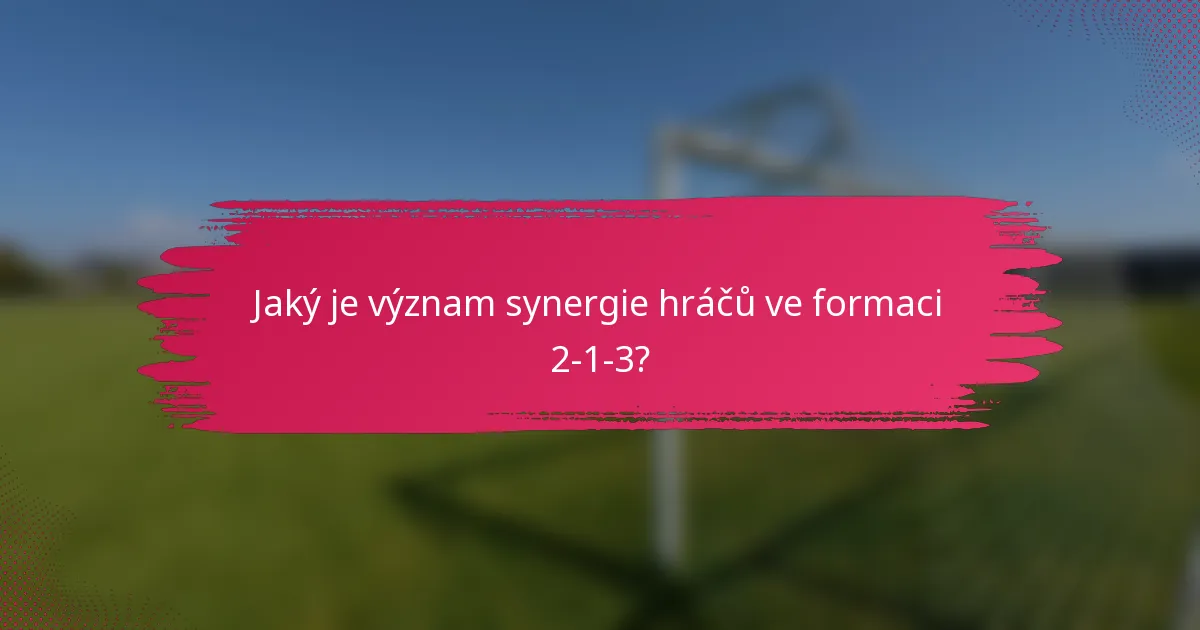 Jaký je význam synergie hráčů ve formaci 2-1-3?